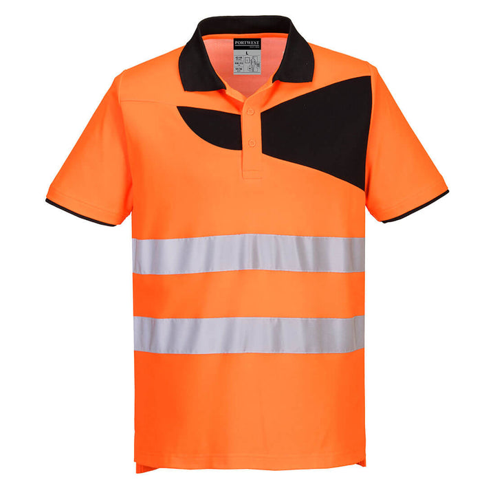 Tricou polo reflectorizant Portwest PW212 PW2 – portocaliu/negru