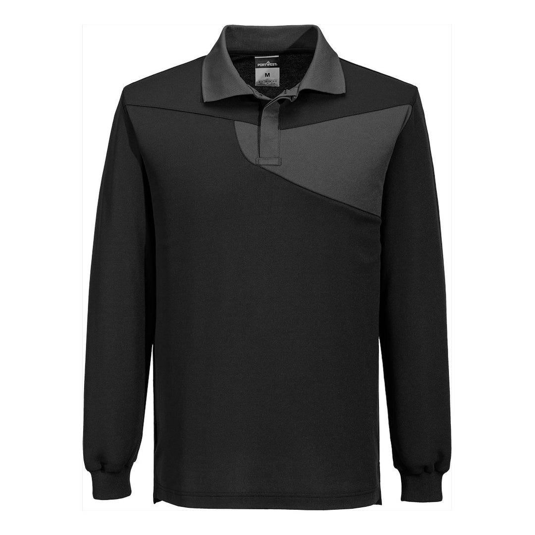 Tricou Polo Cotton Comfort cu Maneci Lungi - Negru/Zoom Gri