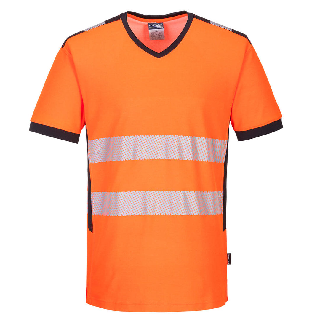 Tricou HiVis în V PW3 - Portocaliu/Negru
