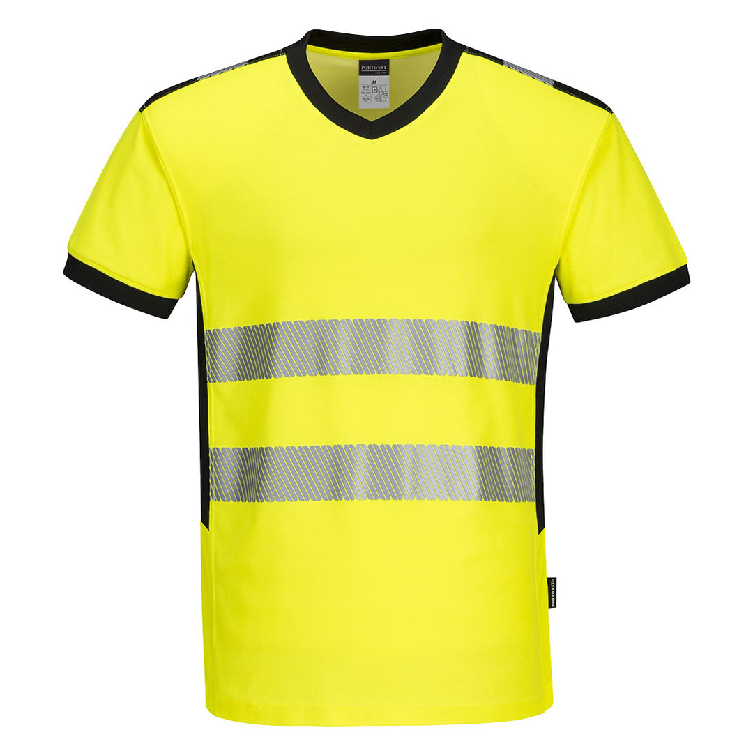 Tricou HiVis în V PW3 - Galben/Negru