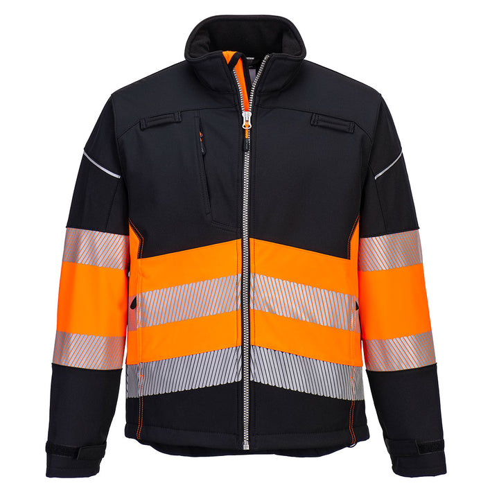 PW3 Jachetă Softshell Hi-Vis Clasa 1 - Negru/Portocaliu