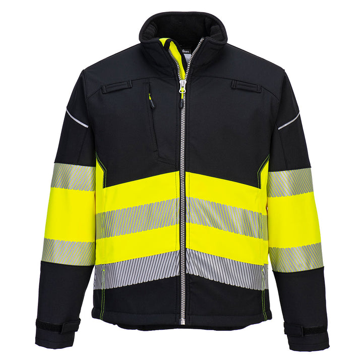 PW3 Jachetă Softshell Hi-Vis Clasa 1 - Negru/Galben