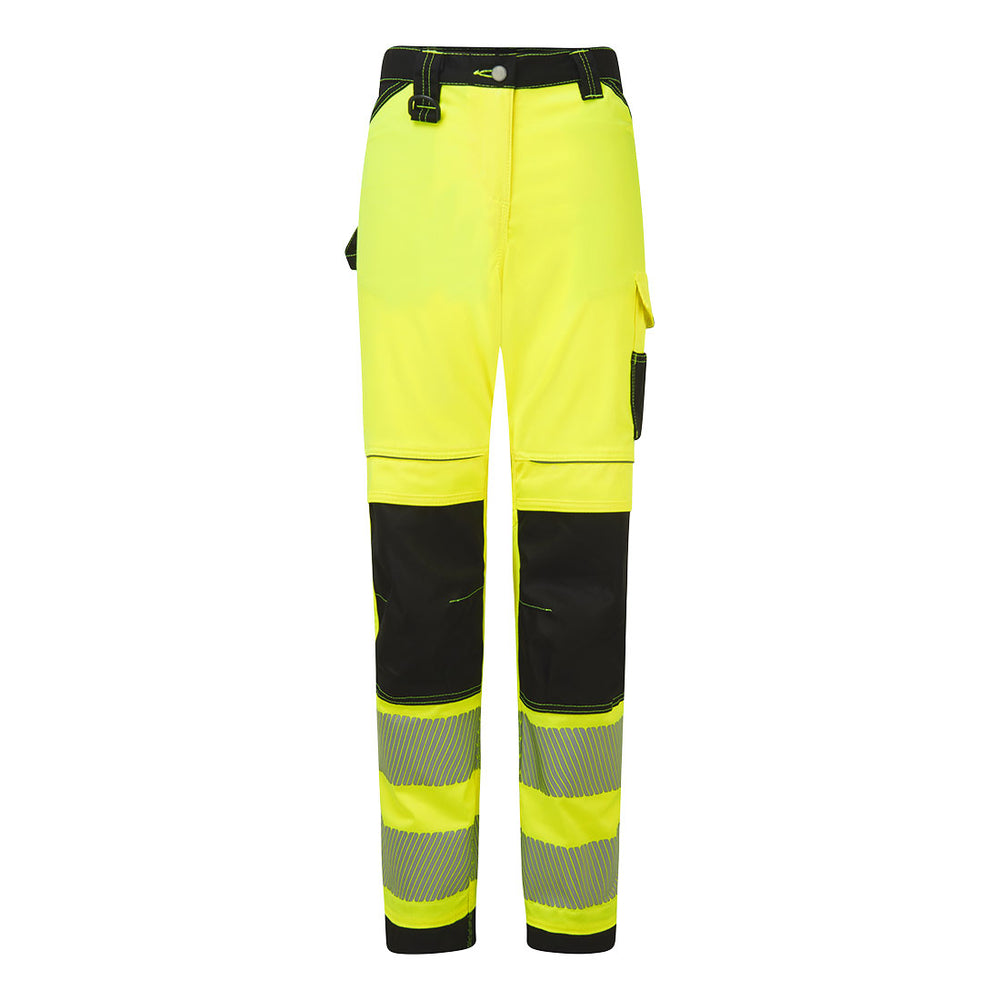 PW3 Pantaloni de lucru pentru femei Hi-Vis Stretch pentru femei - Galben/Negru