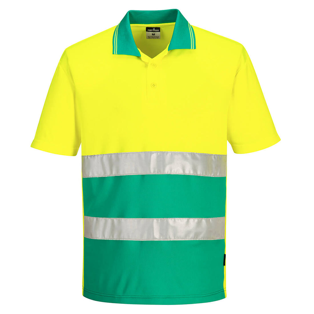 Tricou Polo Hi-Vis Lightweight Contrast S/S - Galben/Teal