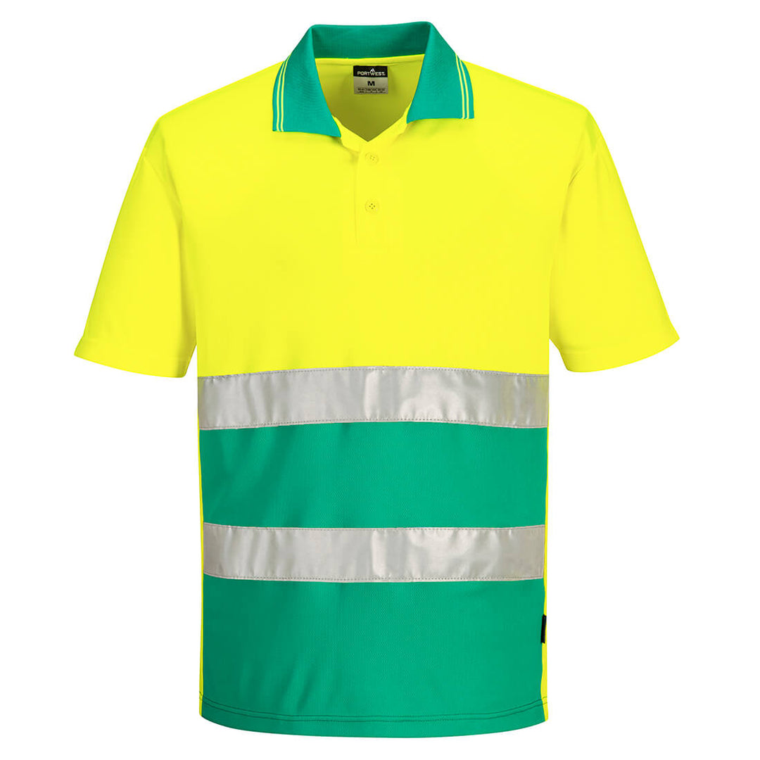 Tricou Polo Hi-Vis Lightweight Contrast S/S - Galben/Teal
