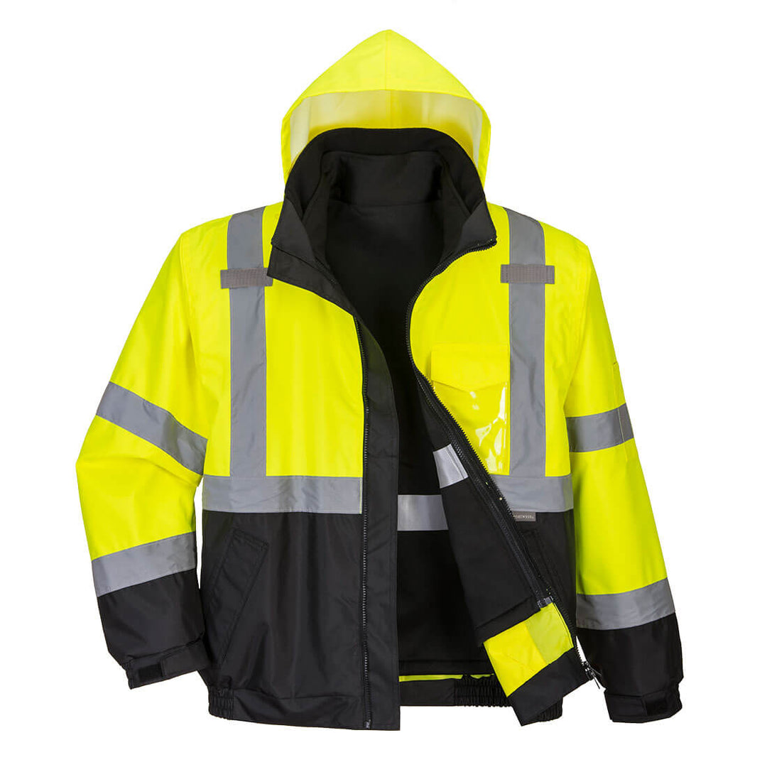 Jacheta 3-in-1 Contrast Premium Bomber Hi-Vis - Galben/Negru