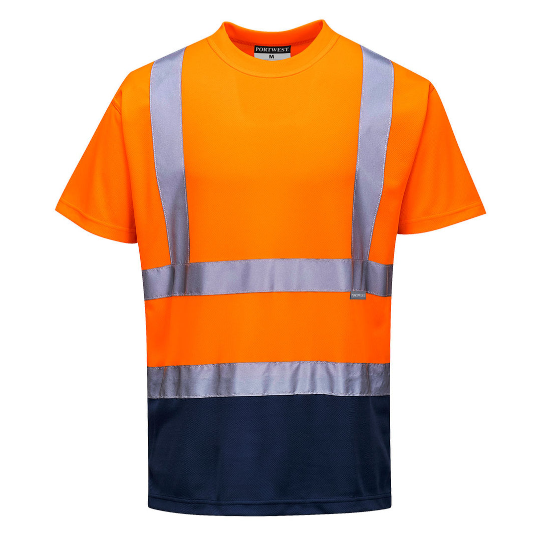 Tricou in Doua Nuante - Portocaliu/Navy