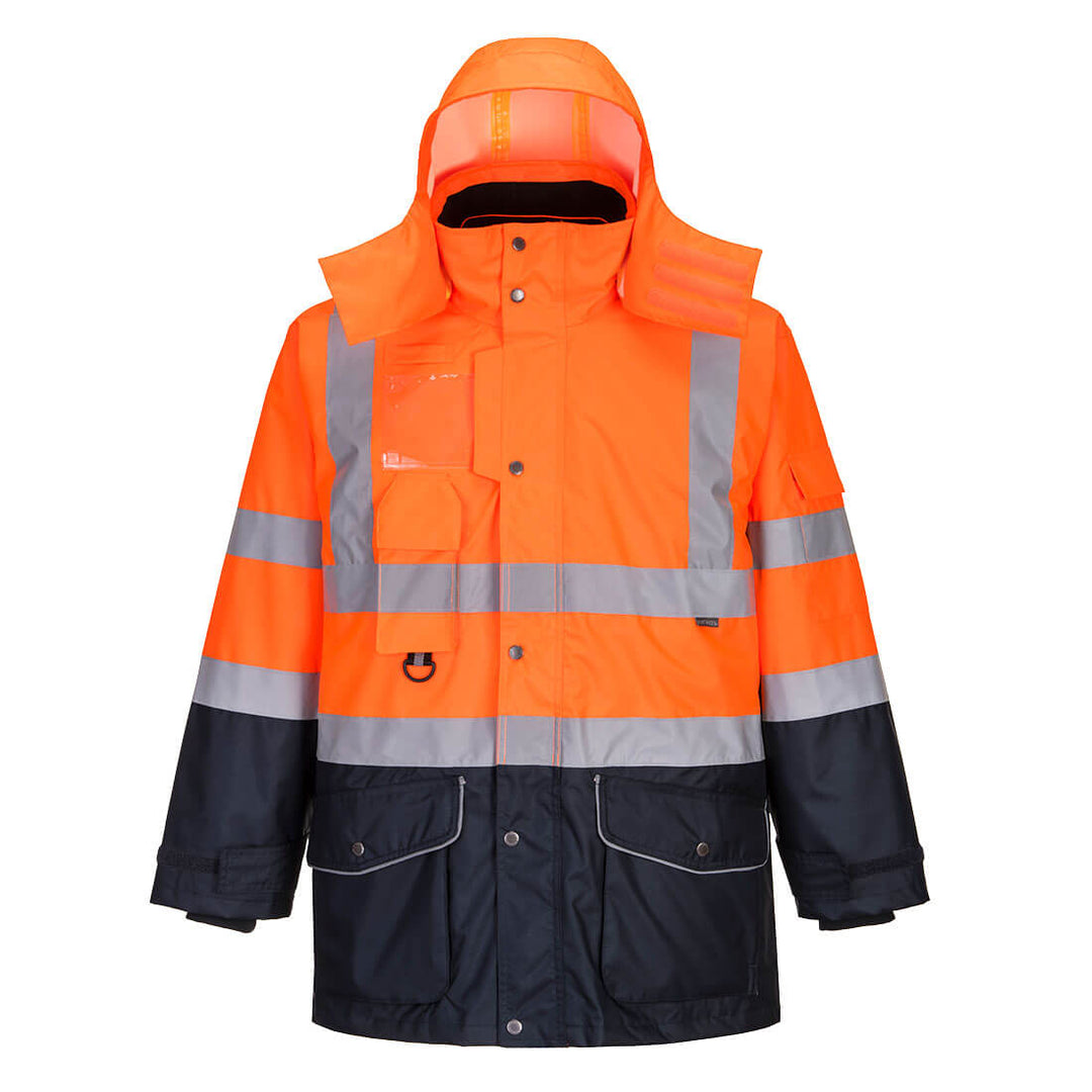 Jacheta respirabila Hi-Vis Breathable 7-in-1 Contrast Traffic - Portocaliu/Navy