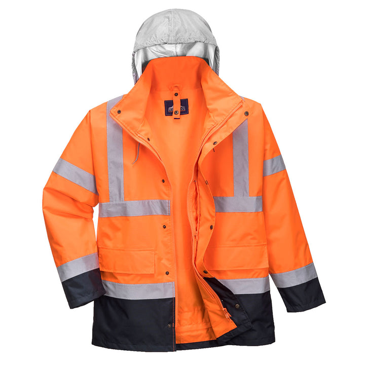 Jacheta Hi-Vis 4-in-1 Contrast Traffic - Portocaliu/Navy