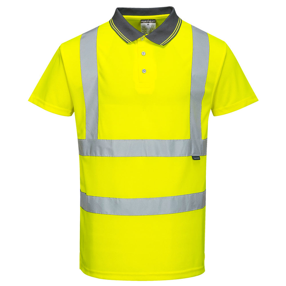 Tricou Polo Hi-Vis cu Maneci Scurte - Galben