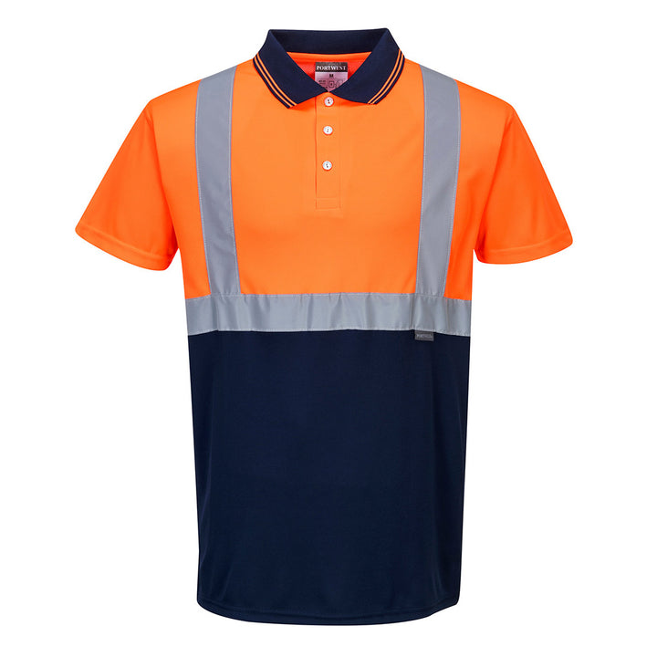 Tricou Polo Doua tonuri. - Portocaliu/Navy