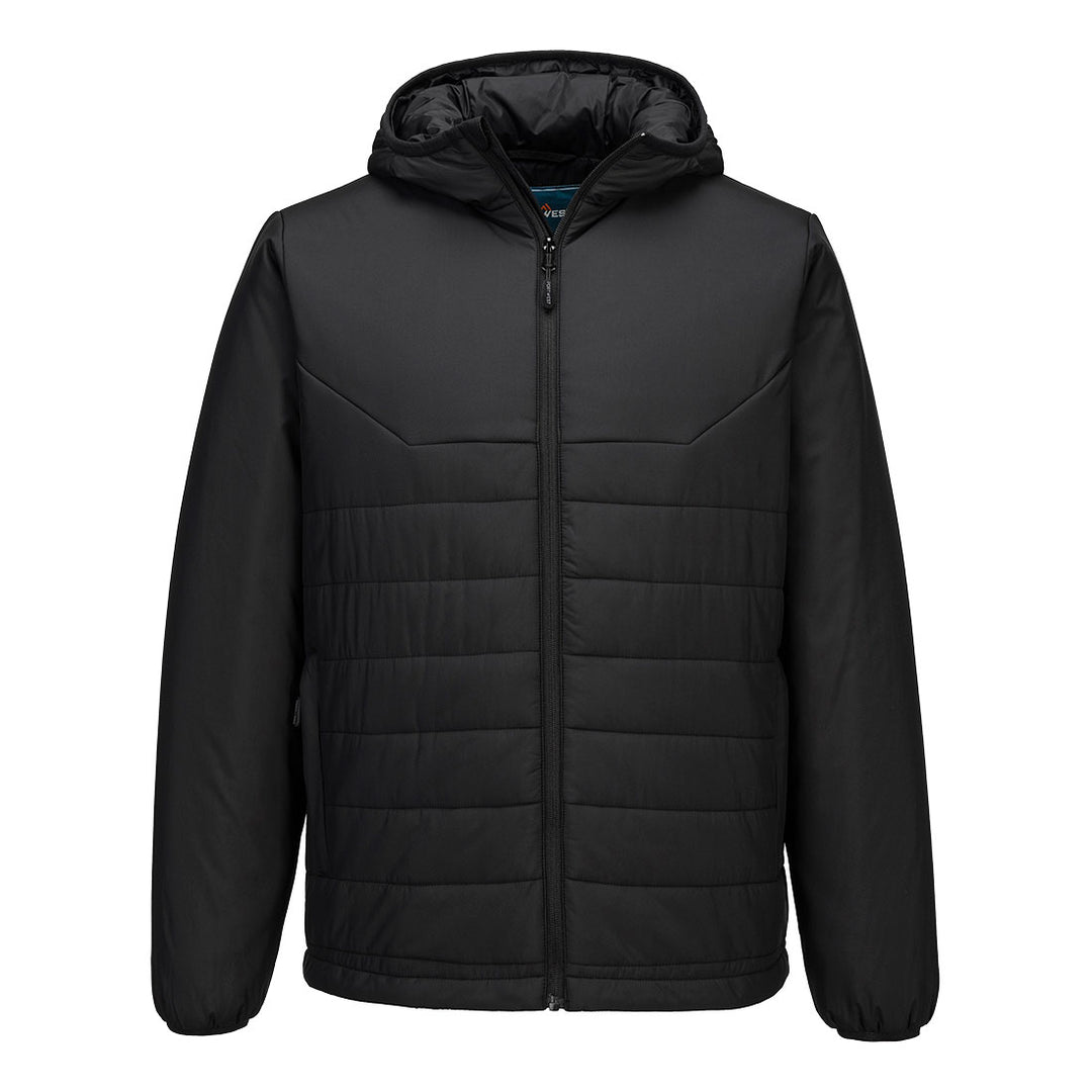 Hooded Insulated Baffle Jacket - Negru