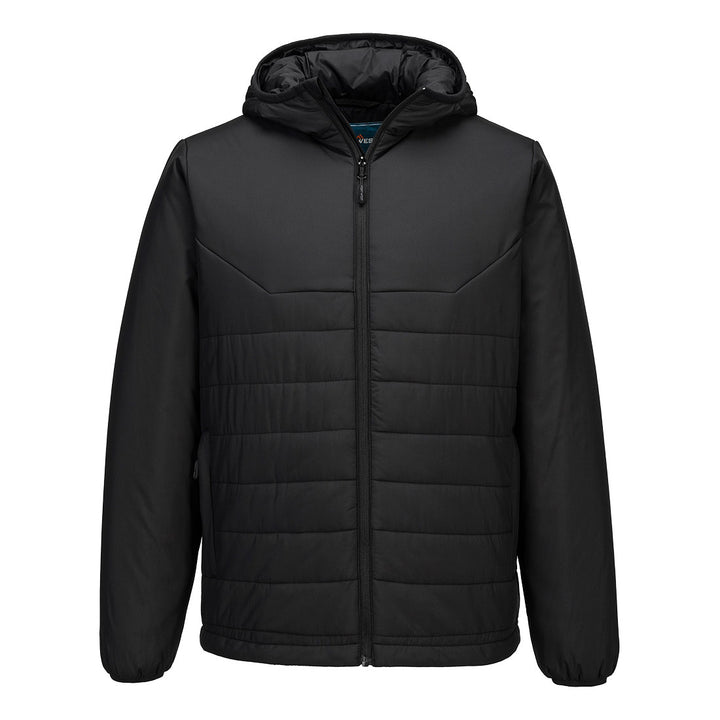 Hooded Insulated Baffle Jacket - Negru