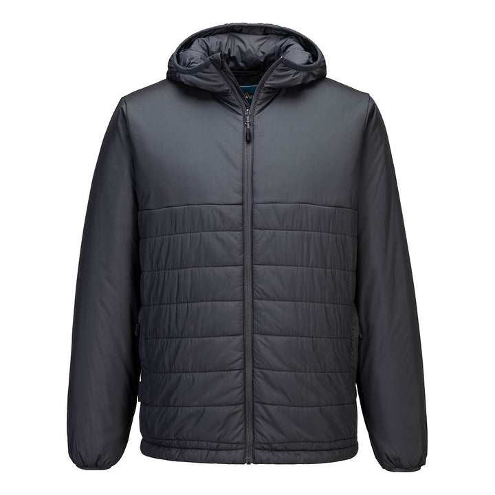 Hooded Insulated Baffle Jacket - Gri metalic