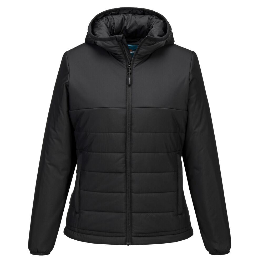Women's Hooded Baffle Jacket - Negru