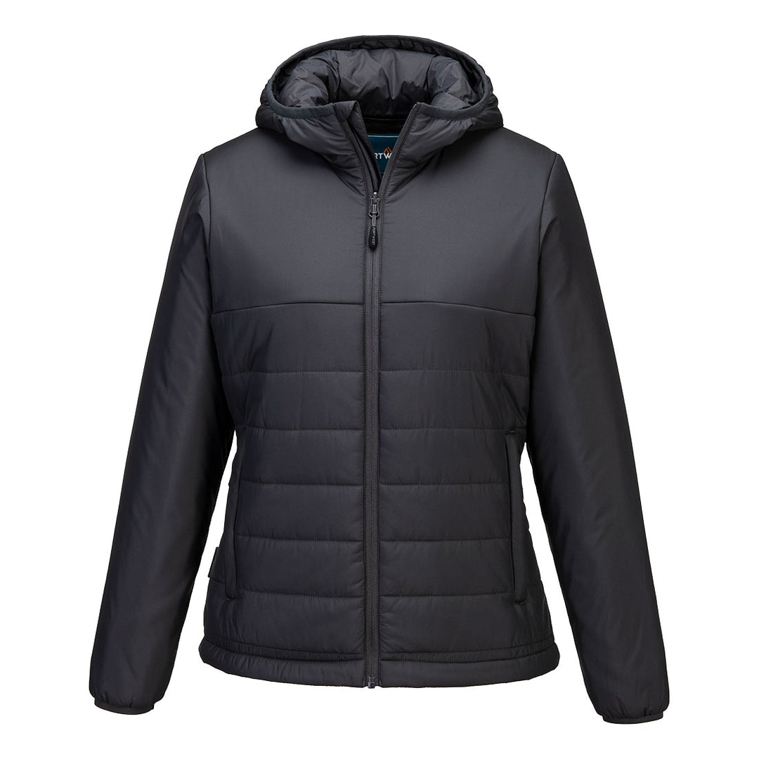 Women's Hooded Baffle Jacket - Gri metalic