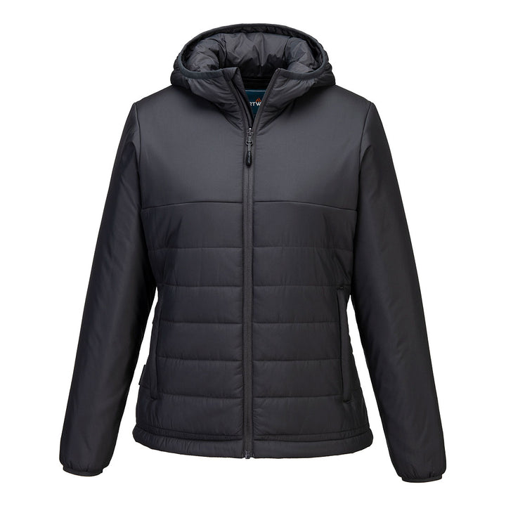 Women's Hooded Baffle Jacket - Gri metalic