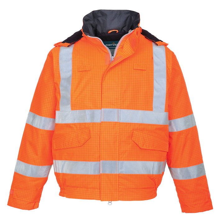 Jacheta de ploaie HiVis Bizflame, Antistatica, Ignifuga - Portocaliu