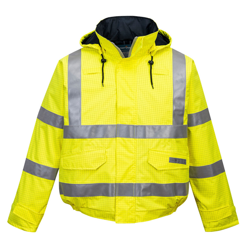 Jacheta de ploaie HiVis Bizflame, Antistatica, Ignifuga - Galben