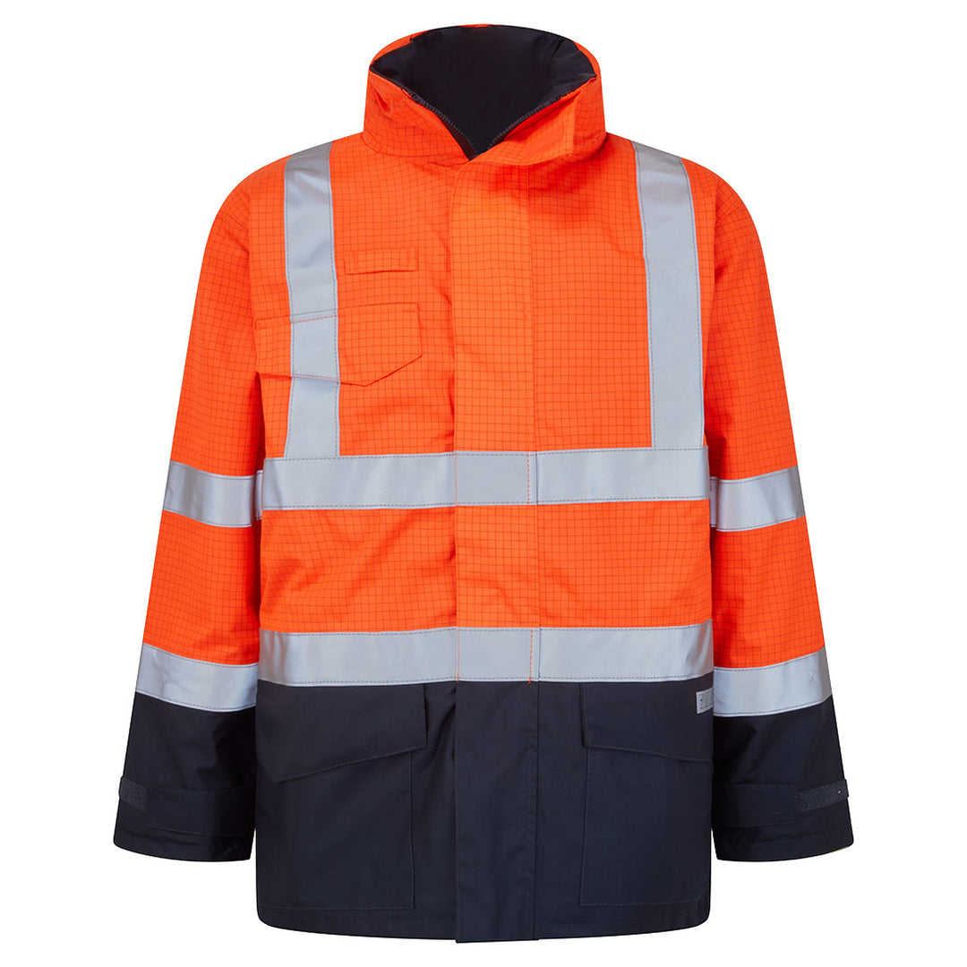 Jacheta de ploaie Bizflame HiVis Protectie Multipla. - Portocaliu/Navy