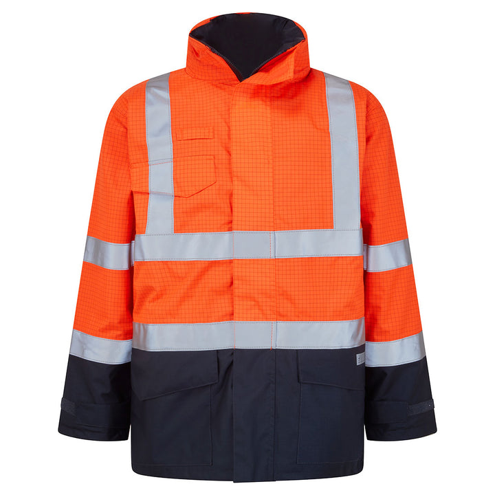Jacheta de ploaie Bizflame HiVis Protectie Multipla. - Portocaliu/Navy