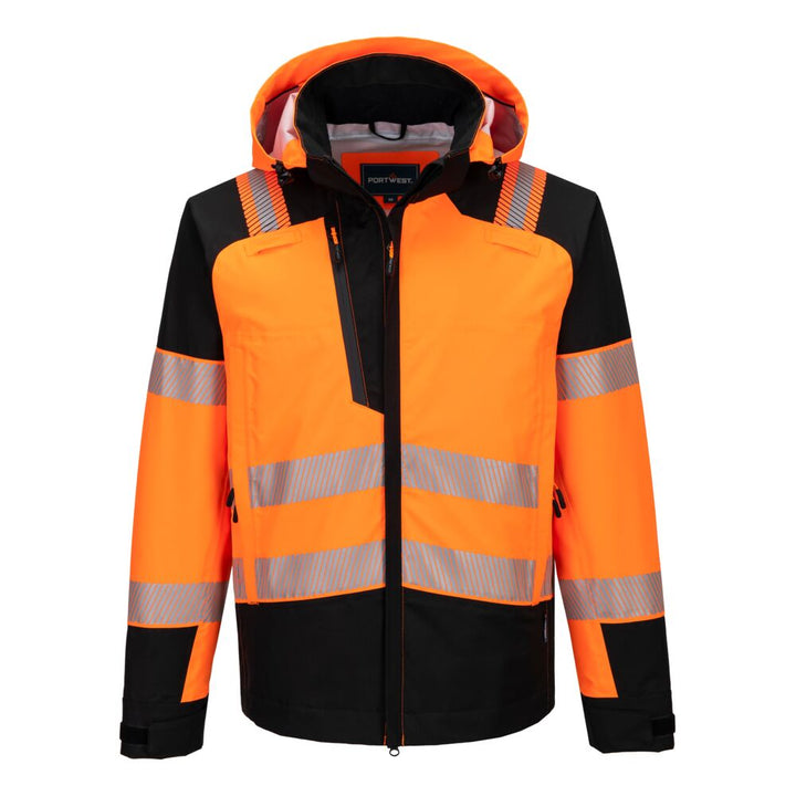 PW3 Jachetă de ploaie cu glugă Hi-Vis (3L) - Portocaliu/Negru