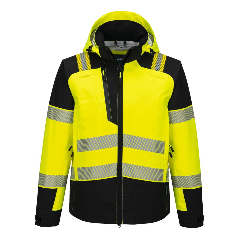 PW3 Jachetă de ploaie cu glugă Hi-Vis (3L) - Galben/Negru
