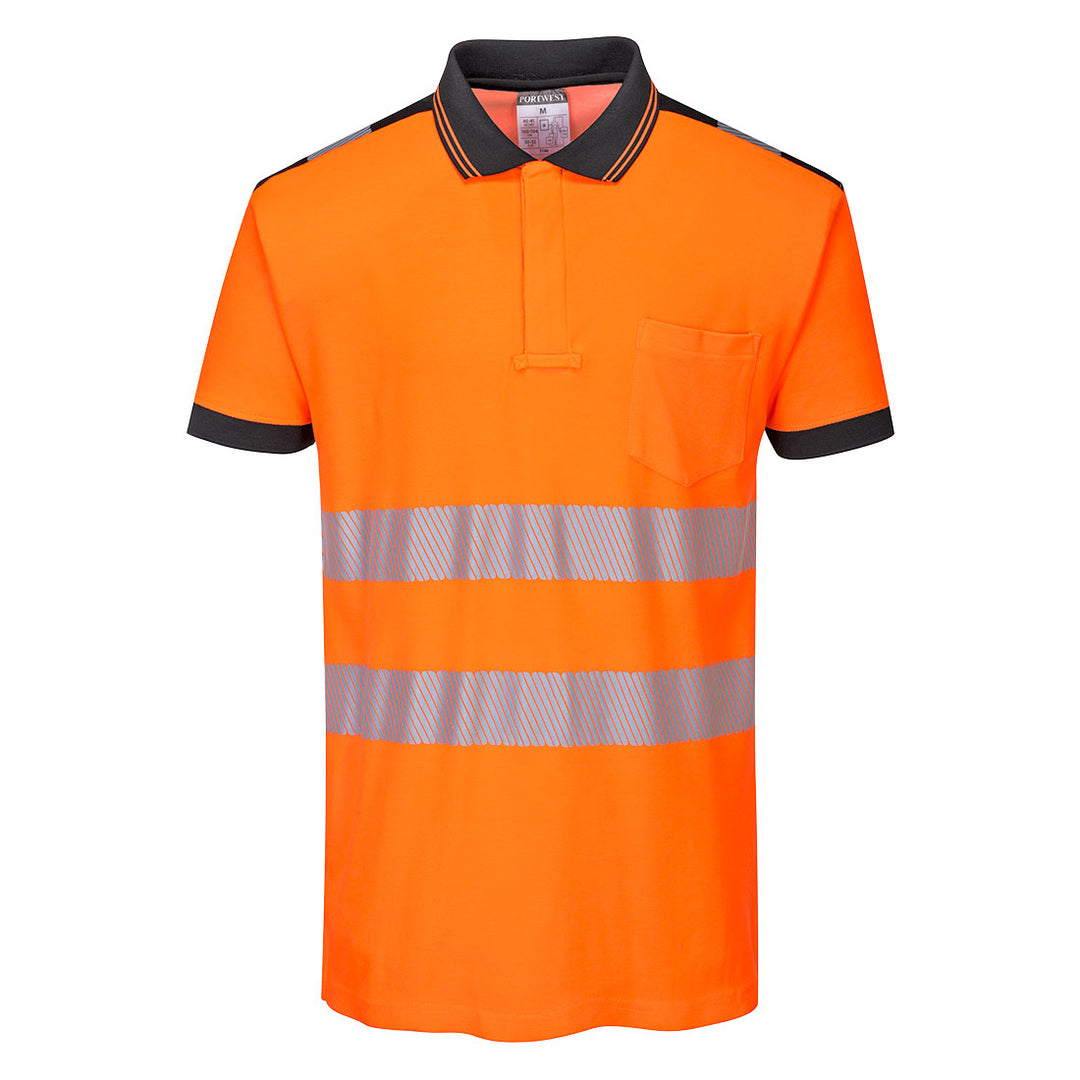 PW3 Tricou Polo Hi-Vis Vision - Portocaliu/Negru