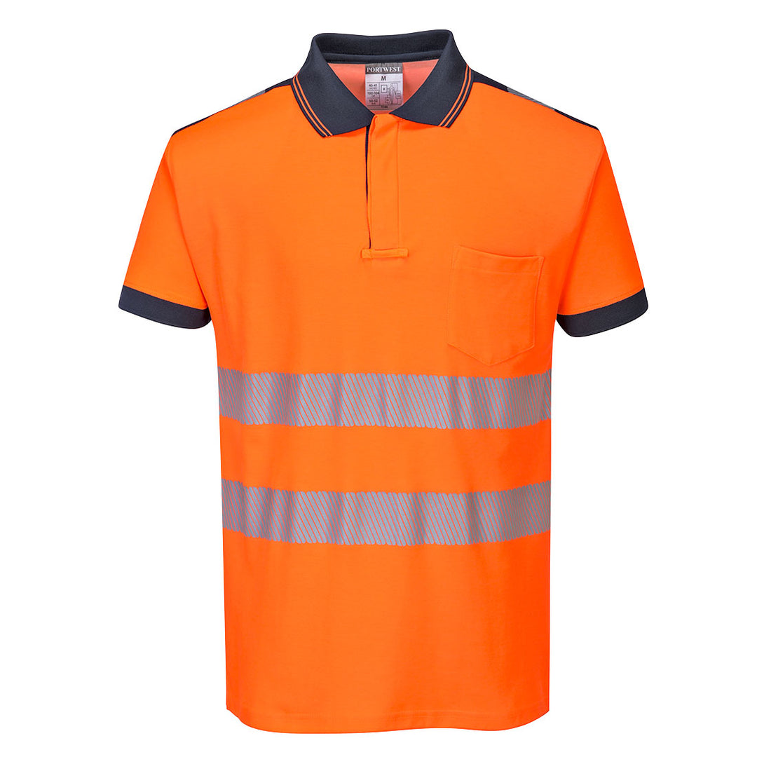 PW3 Tricou Polo Hi-Vis Vision - Portocaliu/Navy