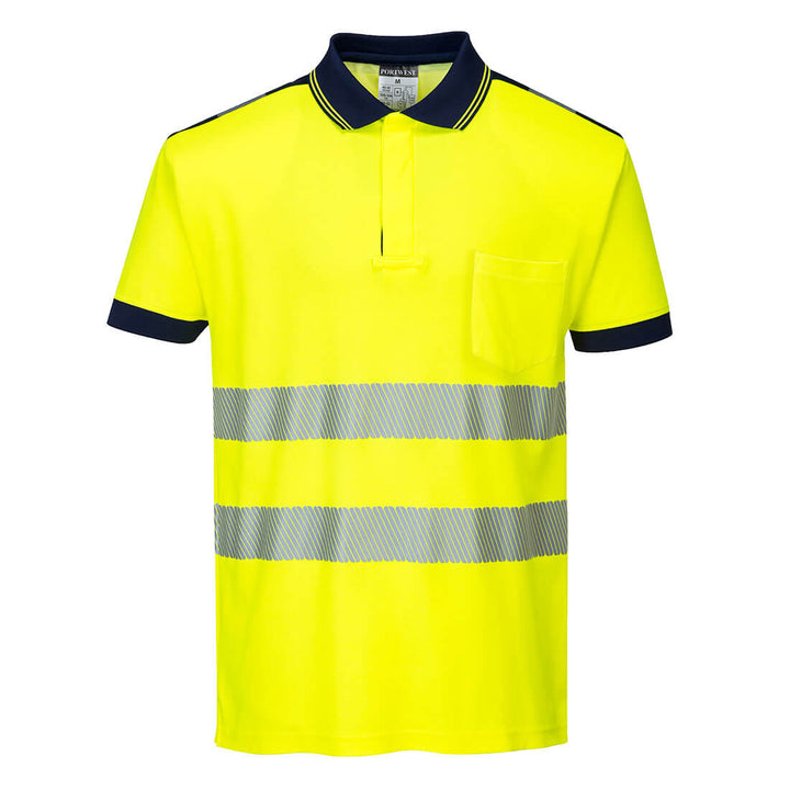 PW3 Tricou Polo Hi-Vis Vision - Galben/Navy