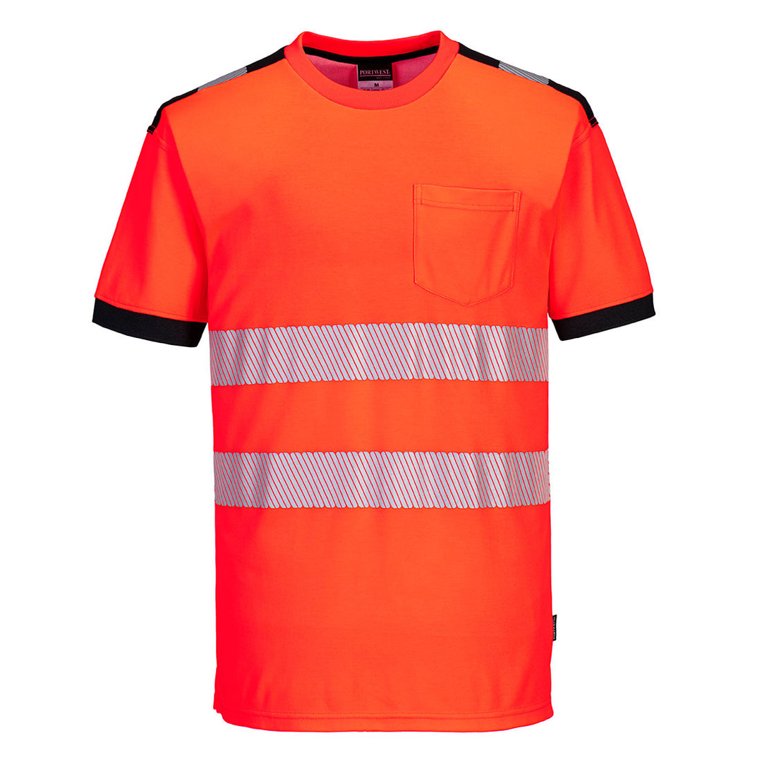 PW3 Tricou HiVis S/S - Rosu/Negru