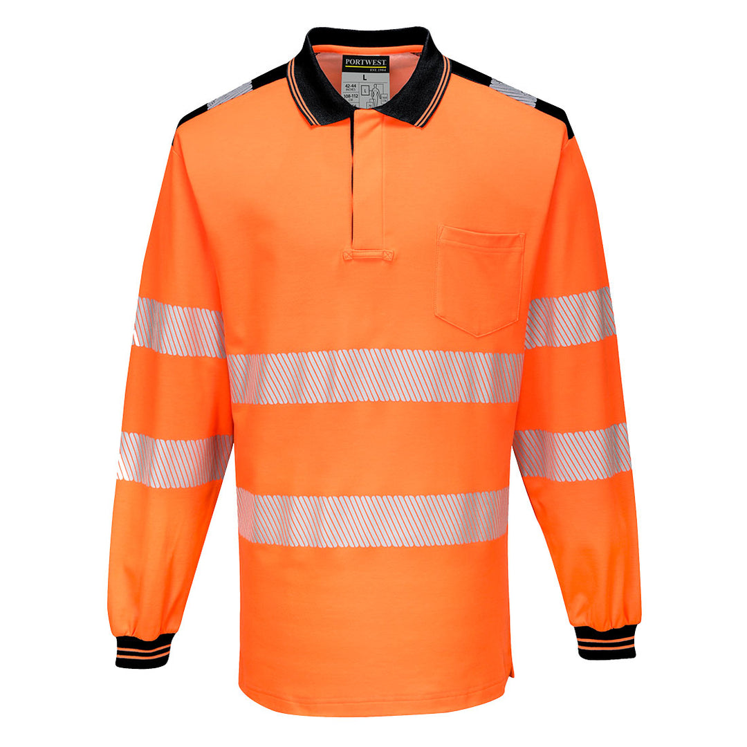 PW3 Hi-Vis Tricou Polo L/S - Portocaliu/Negru