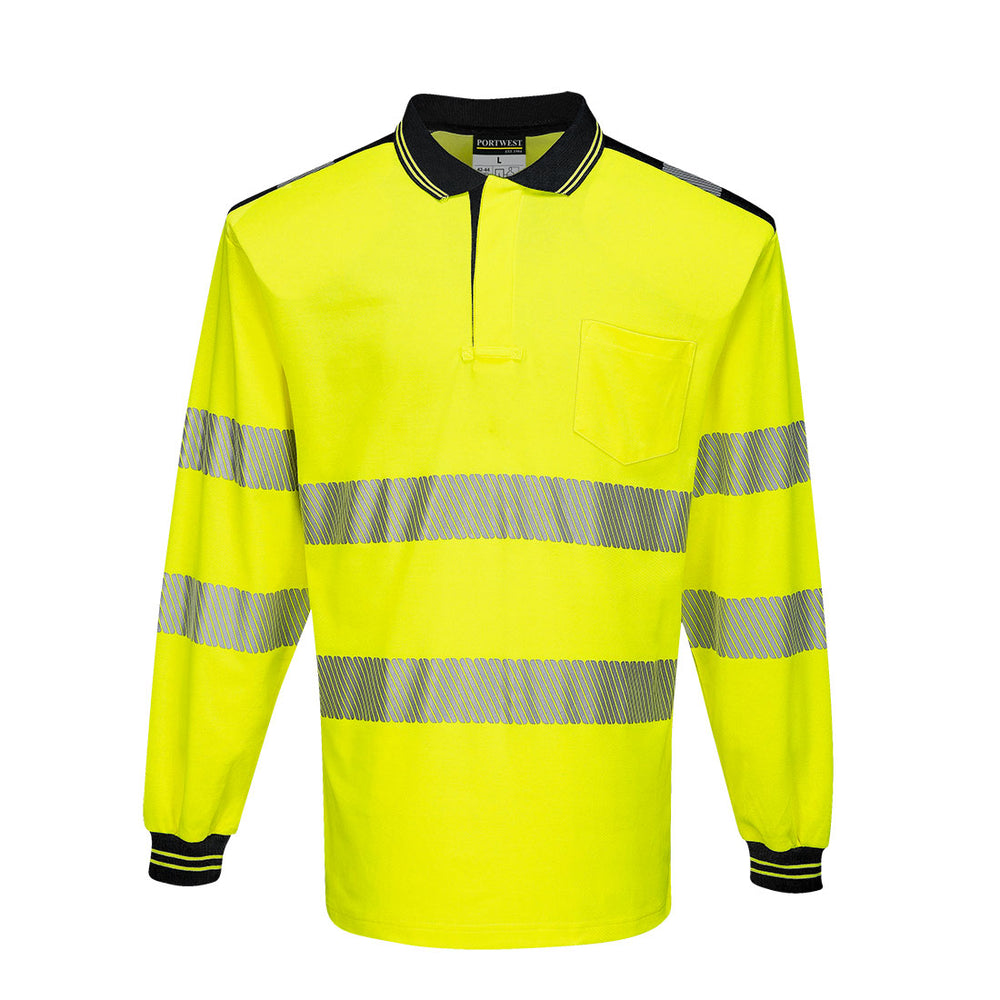 PW3 Hi-Vis Tricou Polo L/S - Galben/Negru