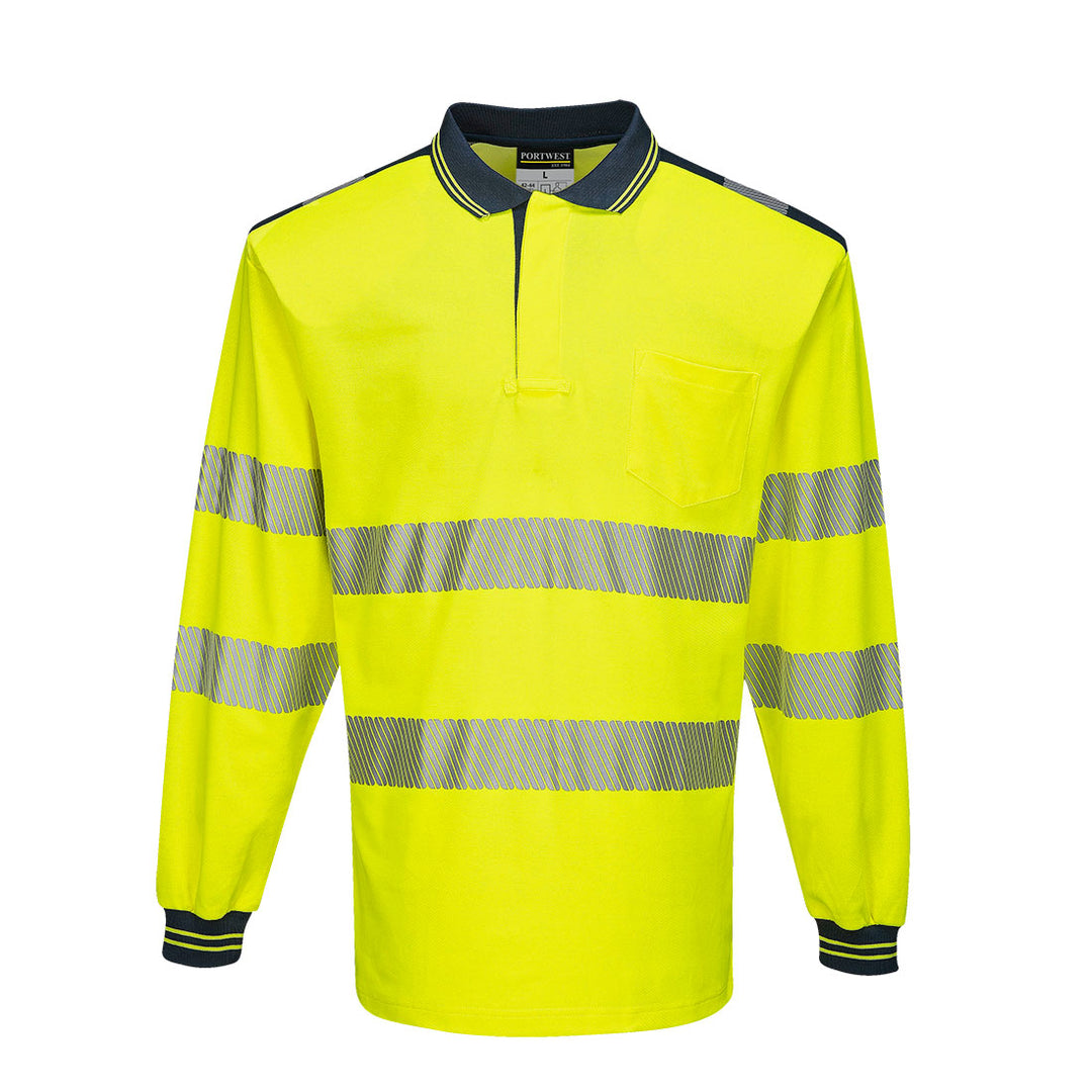PW3 Hi-Vis Tricou Polo L/S - Galben/Navy