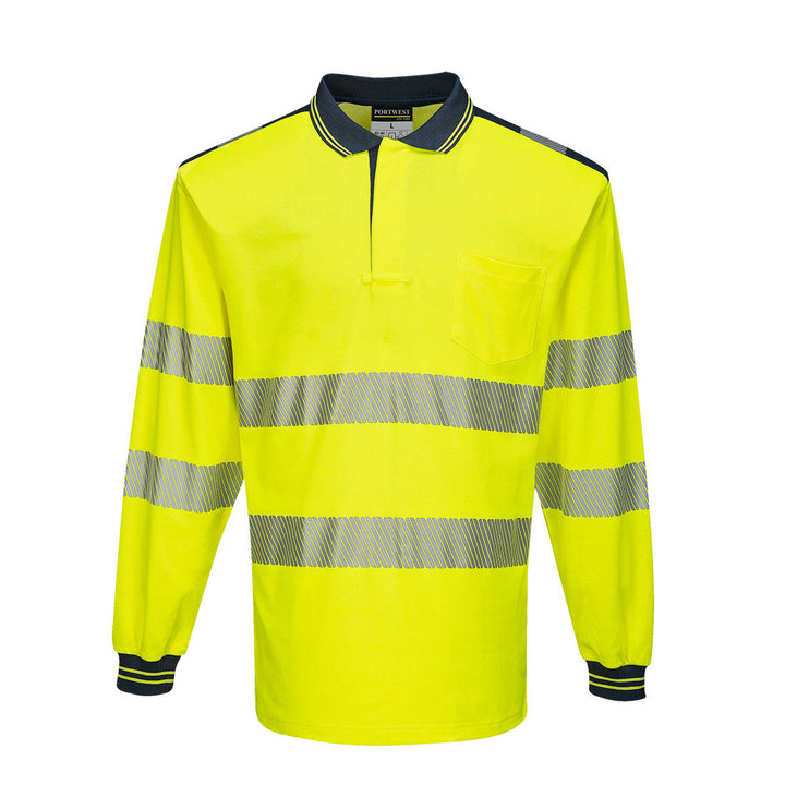 PW3 Hi-Vis Tricou Polo L/S - Galben/Navy